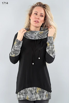 Top with print inserts, 2-piece effect