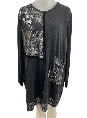 Brushed tunic adorned with lustrous inserts