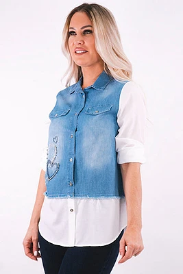 Studded 2-tone blouse - Michael Tyler