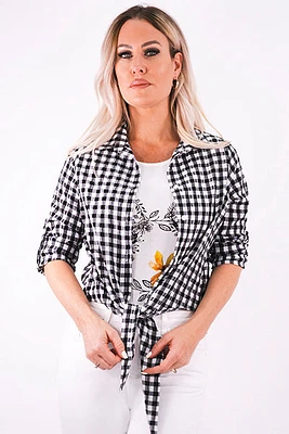 Gingham blouse with front bow - Michael Tyler