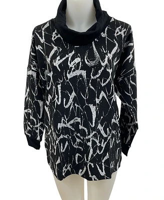 Black rhinestone quilted woven print Top