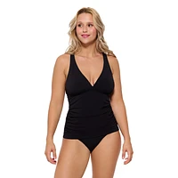 Tankini with plunging neckline and criss-cross back - separate