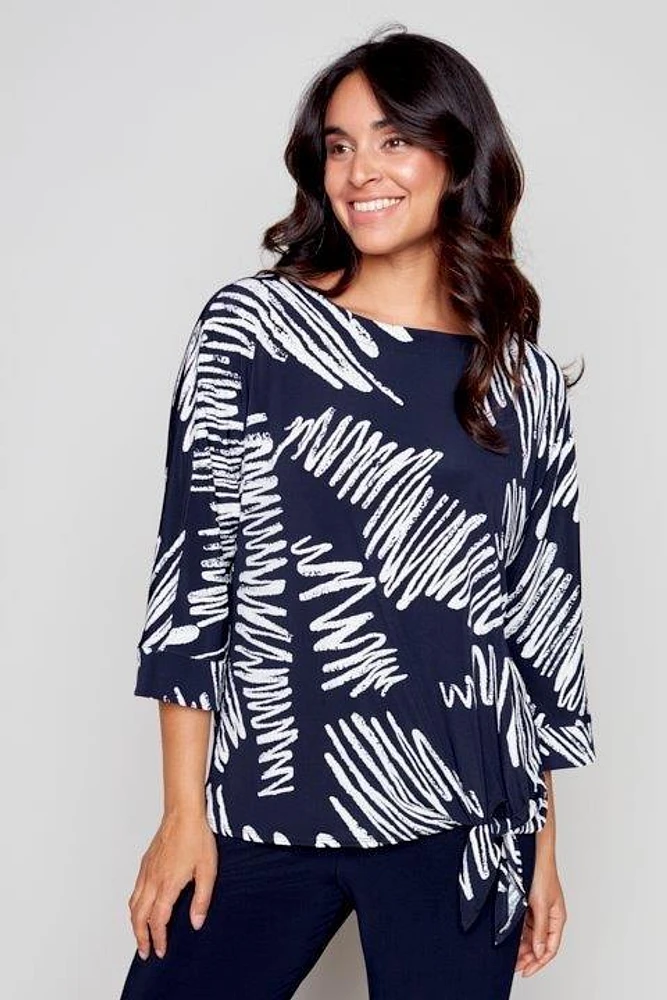 Lined voile Top with front bow