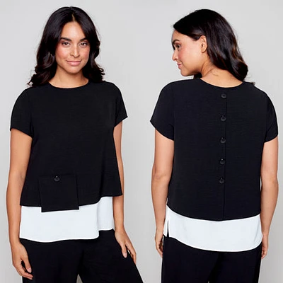 Haut effet 2p boutons arrières - Compli K