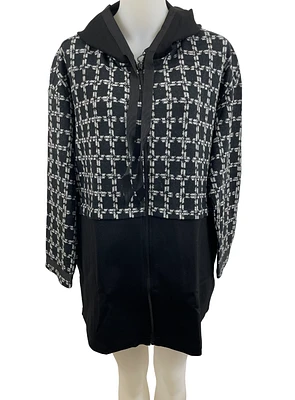 Veste à capuchon en tricot semi-imprimé
