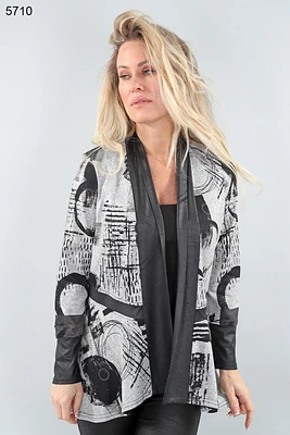 Cardigan with vegan leatherette inserts - Michael Tyler