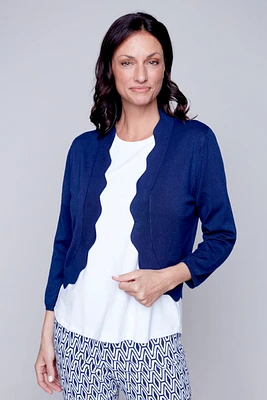 Cardigan en tricot dentelé - Carré Noir