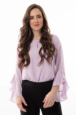 Haut en chiffon aux manches évasées