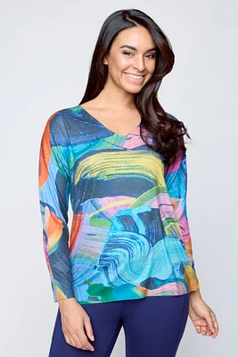 Multi print v-neck Top - special offer