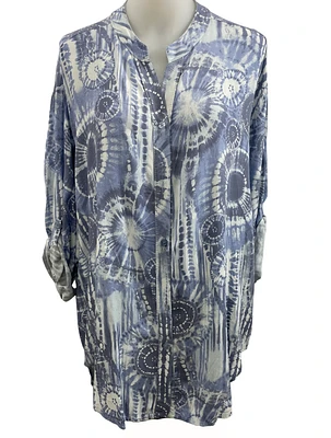 Long oversized Mao collar blouse