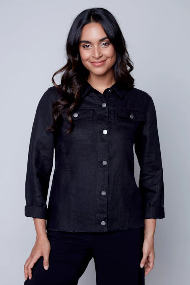 Veste-chemisier boutonnée - Carré Noir