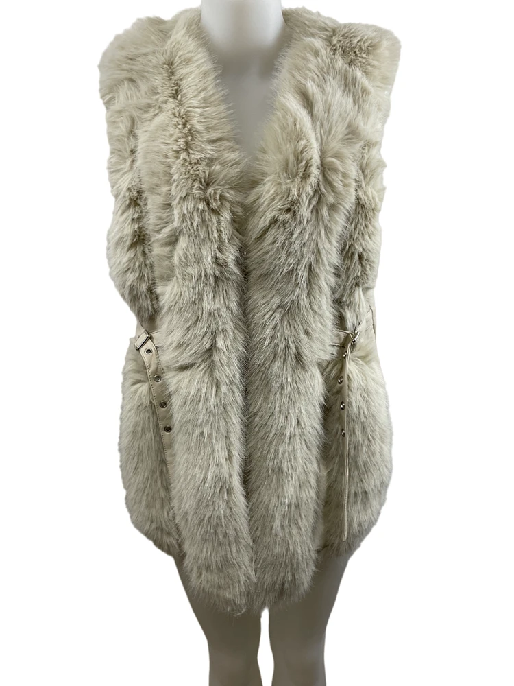 Leatherette vest with synthetic fur inserts