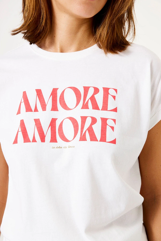 Amore script cotton Top