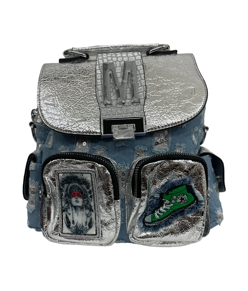 Backpack with appliqué and sequins