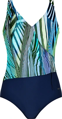 1pc fauxkini swimsuit with blue/aqua stripes Pacific Princess