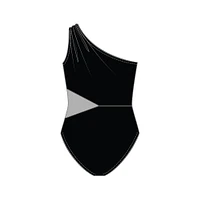 Maillot 1pc uni avec insertion de maille à 1 épaule