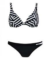 Ensemble maillot bikini coussiné au haut imprimé d'un jeu de rayures