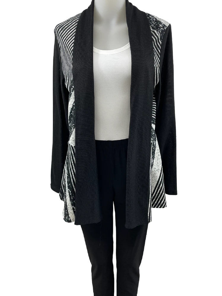 Multi-stripe bolero, cinched at the waist