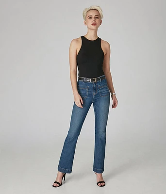 Pantalon bootcut à taille haute en jean extensible et durable