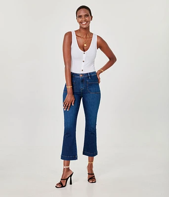 Pantalon capri bootcut en jean extensible - Lola Jeans
