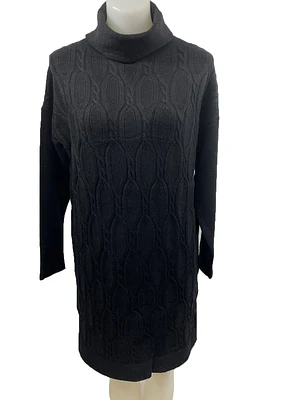 Textured knit turtleneck sweater/tunic with side slits