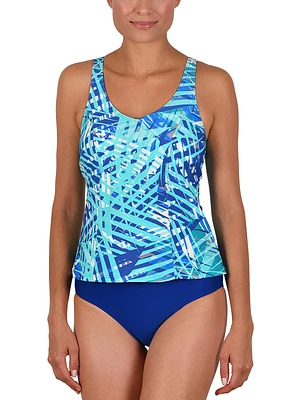 Ensemble maillot tankini au haut imprimé exotique