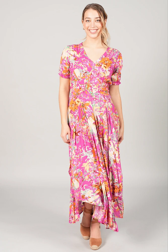 SHORT-SLEEVED PRINTED DRESS