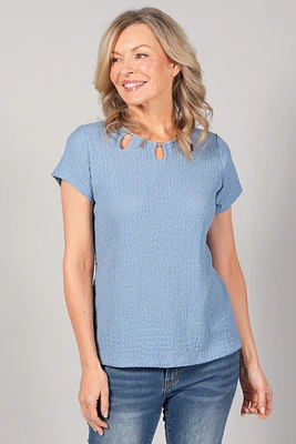 SHORT SLEEVE TOP WITH 3 KEY HOLES