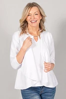 SOLID JACQUARD 3/4 SLEEVE TOP