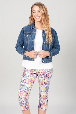BENGALINE FLORAL PRINT CAPRI