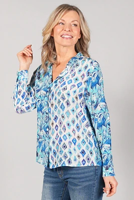 DOUBLE PRINT LONG SLEEVE BLOUSE