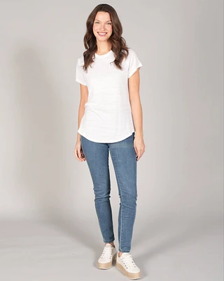 SHORT SLEEVE KNIT TOP WITH BUTTONS
