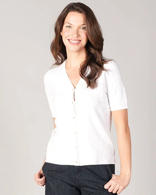 SHORT SLEEVE CARDIGAN WITH FLOWERS