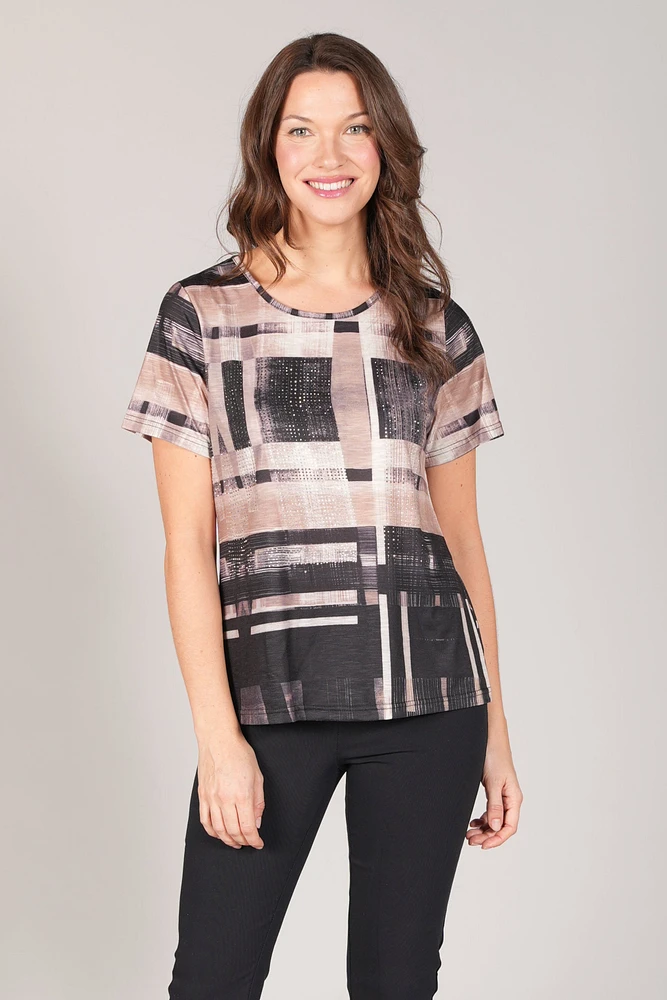 BLING PRINT STRIPE T-SHIRT