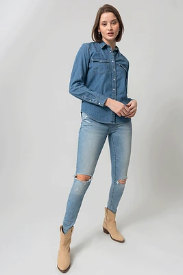 721 Jeans étroit effet usé