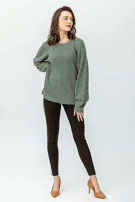 Le legging noir insertion de similicuir