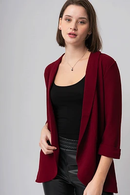 Le blazer uni ouvert à manche ¾