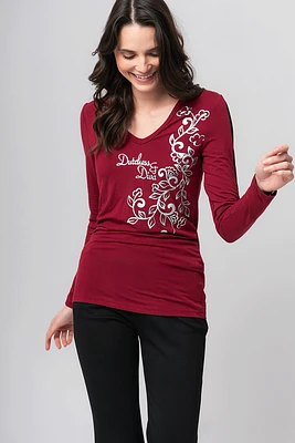 Le t-shirt imprimé floral insertion de mesh