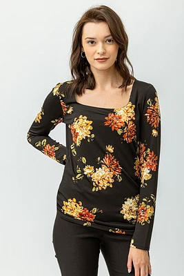 Le t-shirt col carré imprimé de Dahlia