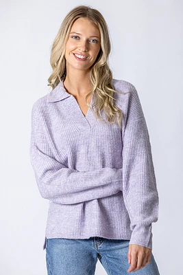 Tricot ample col V style polo
