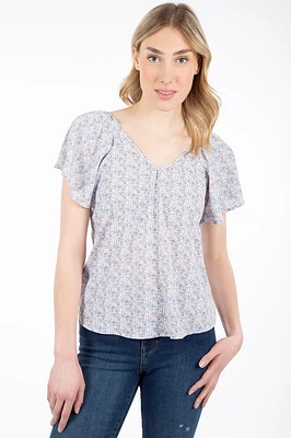 Blouse paysanne fleurie | 2 couleurs