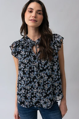 La camisole fleurie manches à volants