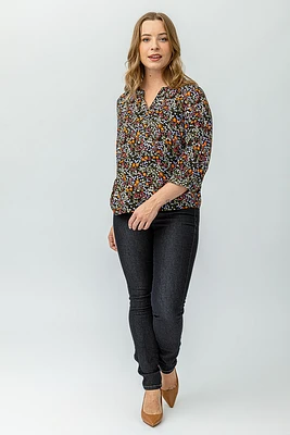 Jeans foncé amincissant à enfiler | Modèle Liette