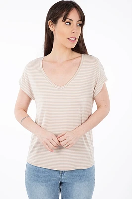T-shirt rayé col V | Fabriqué au Québec 3 couleurs