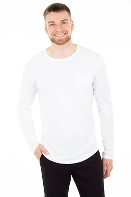T-shirt manches longues uni avec poche | Noize 3 couleurs