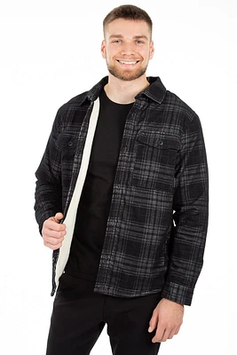 Manteau carreauté velours côtelé doublé en sherpa