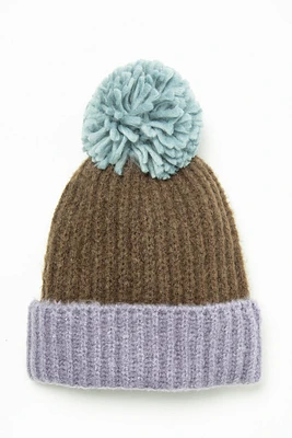 Tuque tricolore avec pompon
