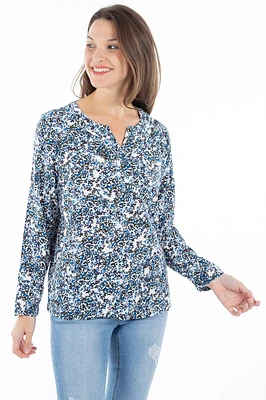 Blouse fleurie col fente | Fransa 2 couleurs