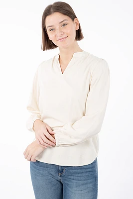 Blouse texturée col fente | Fransa 2 couleurs