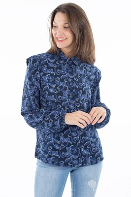 Blouse à motifs et manches volants B.young | 2 couleurs